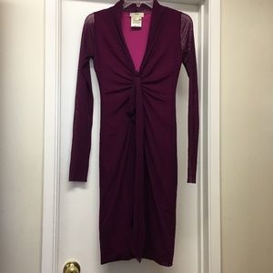 FUZZI Jean Paul Gaultier Purple V Neck Dress